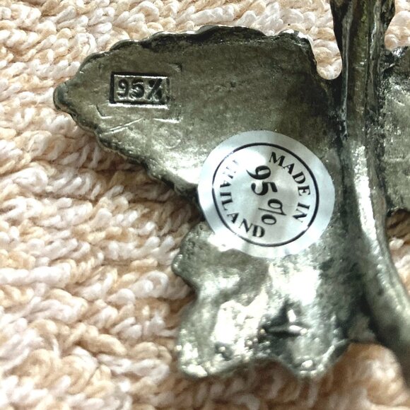 1980s Napkin Holder Ring 95% Pewter Heavy Metal Grapevine Dinner Wine Silver Vtg - Picture 7 of 7